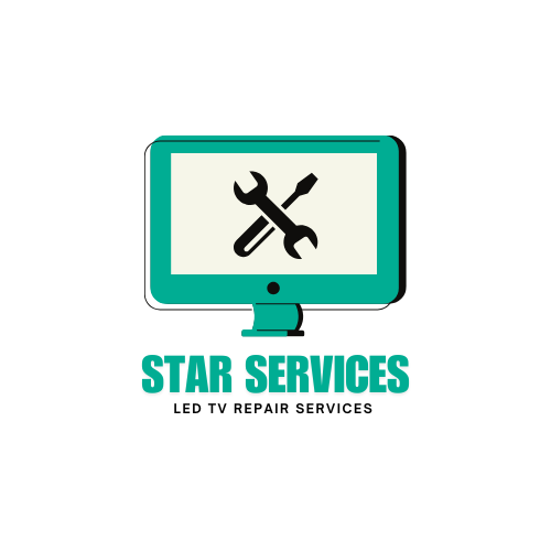 green and yellow modern computer repair logo